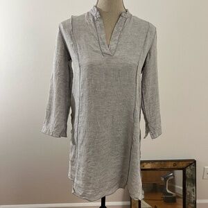 Nuthatch 100 % Linen Gray Kaftan Top Size Petite